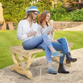 Garden Patio Wooden Bench with Wheel Legs
