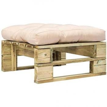 VidaXL Ottomana da esterno in pallet con cuscino sabbia legno verde
