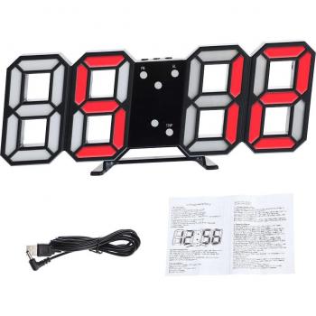 LED Nightlight Wall Clock with 3D Design and Temperature Display