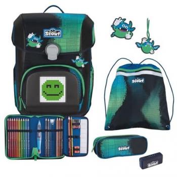 SCOUT 75460803600 Schulranzen-Set 5-teilig Neo Set Movie Star Blue Pixel