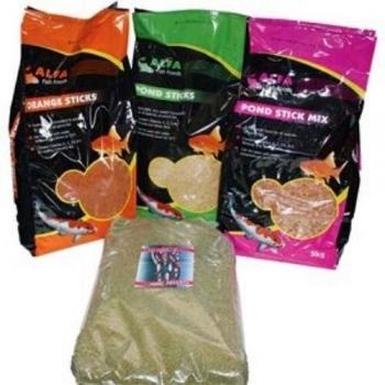 ALFA Pond Sticks 5kg Plain, Mixed & Orange Fish Food Floating Sticks Koi Goldfish