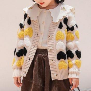Cardigan enfant Humor Bear, tricoté, doux, imprimé cœur, 2-6 ans, collection automne-hiver 2022