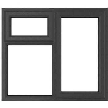 Grey PVC-U Right Hung Top Opener Window 1190x1115mm