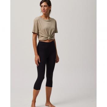 YSABEL MORA 3/4‑Leggings in Schwarz, elastischer Bund – Baumwollmix