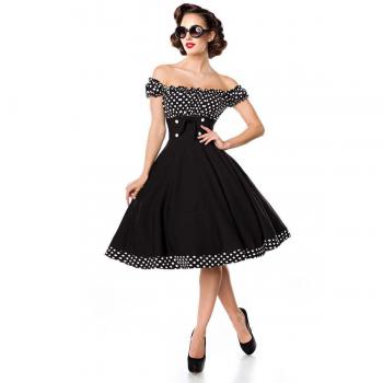 Rockabilly Mittellanges Kleid von Belsira schwarz/weiß