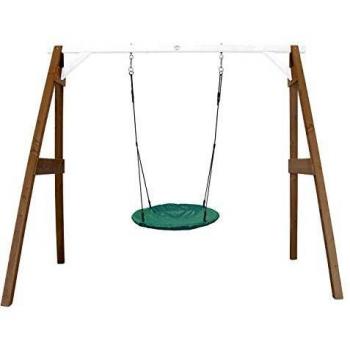 Axi Maison Portique en Bois Marron Blanc avec Balancoire Siège Nid Rond