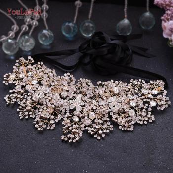YouLaPan SH240-G Plus Size Gold Wedding Sash