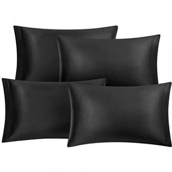 Set di Federe Cuscino in Raso Nere 50x75/80cm