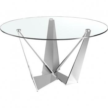 Table ronde en verre trempé et acier chromé Gala 150 cm