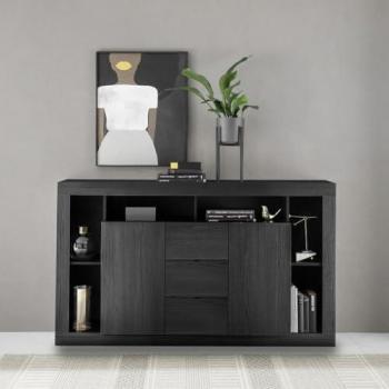 Madia linea Verona 2 ante 3 cassetti Nero Frassinato