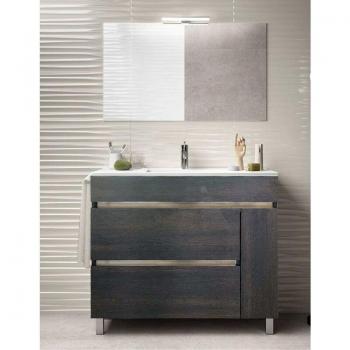 Specchio Lavabo Mobile Hermès Ducha 100 cm Marrone con Portasciugamani