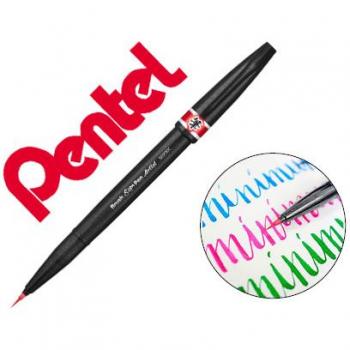 Caneta Pincel Vermelha Pentel Artist