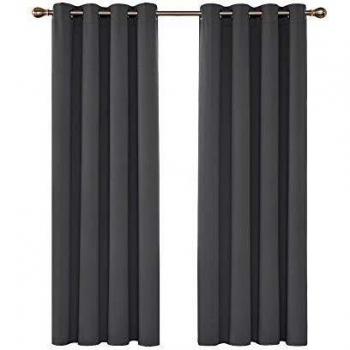 Deconovo Thermal Insulated Eyelet Curtains 72 Inch Drop Dark Grey 1 Pair