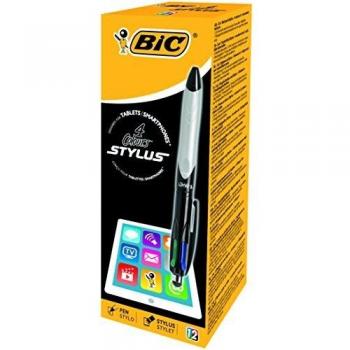 BIC Bolígrafo retráctil cristal Stylus 4 colores trazo 1mm
