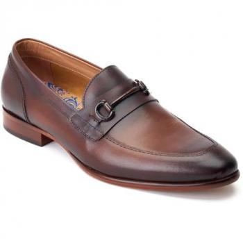 Russo Buckle Burnt Brown Leather Loafers – Men’s Size 11
