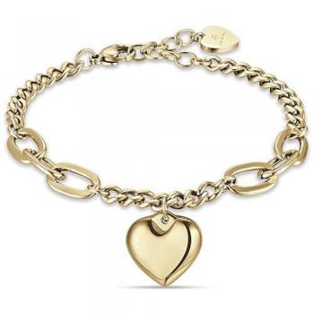 Bracciale Donna Acciaio Dorato con Cuore Pieno