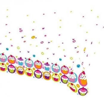 Party‑Tischdecke Cupcake‑Motiv – 1 Stück, 120 × 180 cm, wasserabweisend