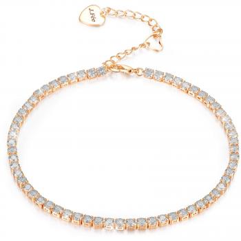 J. Fée Bracelet en Or Rose Plaqué Argent 5 A Cristaux de Coupe Bracelet de Cheville réglable