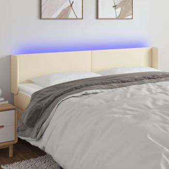 Testiera a LED in Similpelle Crema 183x16x78/88 cm