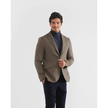 Americana de hombre beige con diseño pata de gallo