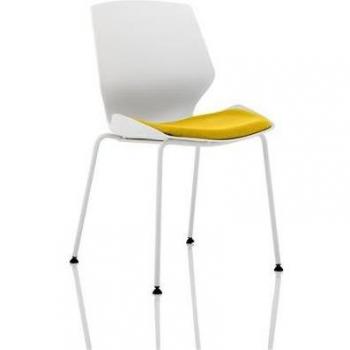 Florence White Frame Visitor Chair in Senna Yellow KCUP1539