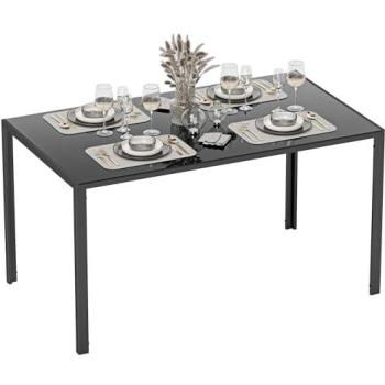 Mesa de Comedor de Cristal para 6 Personas, 140x80 cm