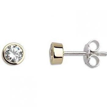 Silberner Xeno XS7028G Circle‑Ohrring in Gelb‑Gold, 6 mm Durchmesser