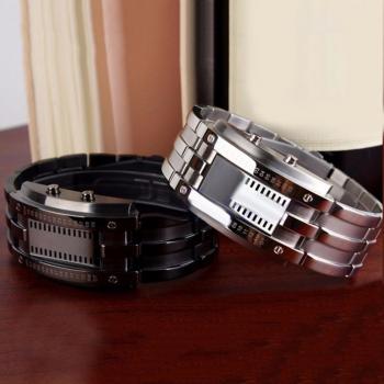 Orologio LED binario in acciaio inox per uomini e donne