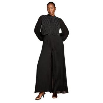 Coast Women’s Pearl‑Trimmed Pleated Jumpsuit, Black, 10