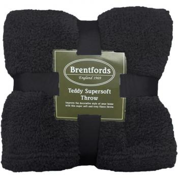 Brentfords Teddy Fleece Throw, Black