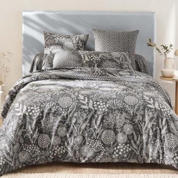 Housse de couette imprimée en lyocell gris anthracite 240x220 cm Hortense