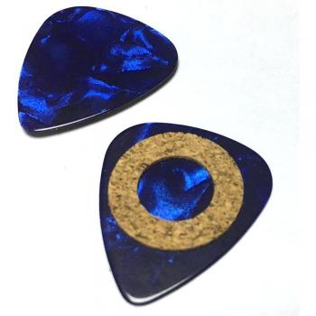 50 Blue Pearl Celluloid Guitar Picks 0.71mm and 0.96mm with Cushion Ring