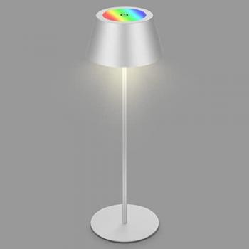 Briloner RGBW LED Table Lamp Kiki, Rechargeable, Dimming Function, Matt Chrome, IP44 Waterproof