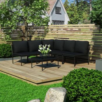 VidaXL 6-tlg. Garten-Lounge-Set mit eleganten schwarzen Auflagen