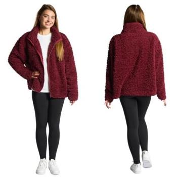 Large Size Purple Sherpa Lined Hooded Robe