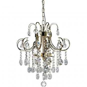 Lámpara colgante 5 luces Rosina oro y cristal