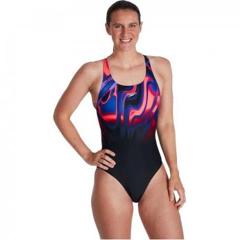 Speedo Women's Powerback Swimsuit in Black/Phoenix