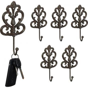 Antique Brown Iron Hanging Hook Set for Coats and Towels – 6x