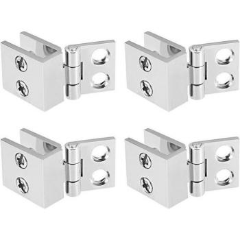 5-8mm Thickness Glass Door Hinge Zinc Alloy Clamp for Cabinet (4 Pack)