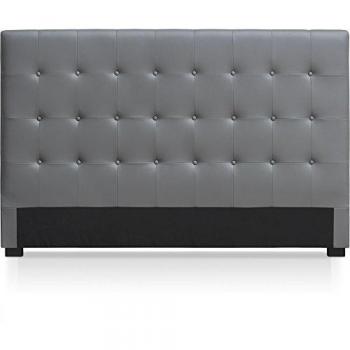 Tête de lit capitonnée en simili cuir gris 180 cm Milan Luxe