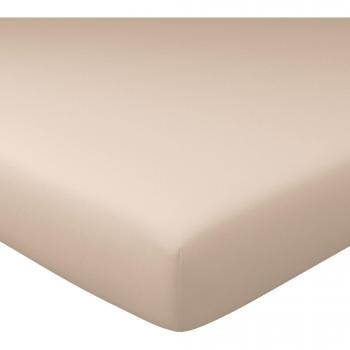 Housse de matelas grand bonnet en coton beige sable 200x180+40cm