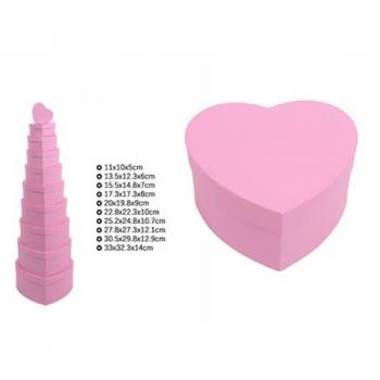 Set de Cajas en Forma de Corazón Rosa 10 Piezas