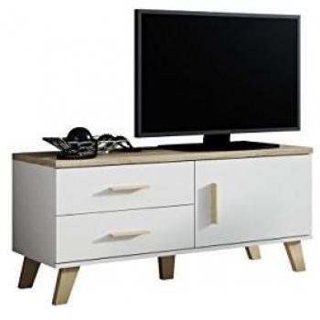Mueble tv larfloi 102, roble sonoma, blanco, número de puertas: 1.00, número de cajones: 2.00, 120x53x40cm