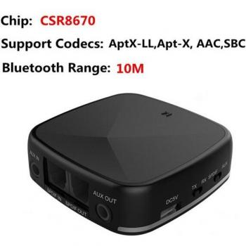 Bluetooth 5.0 APTX HD/LL Transmitter Receiver Mini Wireless Audio Adapter 3.5mm AUX/SPDIF/RCA