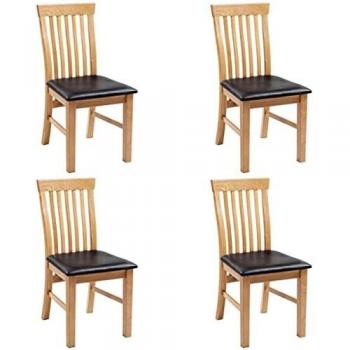 Set de Sillas de Comedor vidaXL, 4 Unidades, Madera de Roble, Cuero Artificial