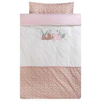 Copripiumino e federa Iris e Lali bianco/rosa