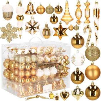 Set di palline per albero di Natale Springos 155 pz. color oro