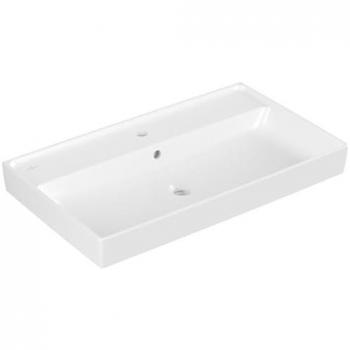 Villeroy und Boch AG Villeroy & Boch Collaro Schrankwaschtisch, 800 x 465 mm, mit Überlauf, geschliffen, 4A338G, Farbe: Stone White, Ceramic Plus