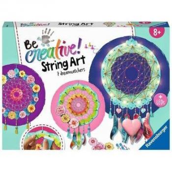 Ravensburger 18235 String Art Maxi:Dreamcatcher, String Art Bastelset für Kinder ab 8 Jahren, Kreative Traumfänger mit LEDs