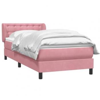 VidaXL Boxspringbett, rosa 90x220 cm – Samtmatratze inklusive